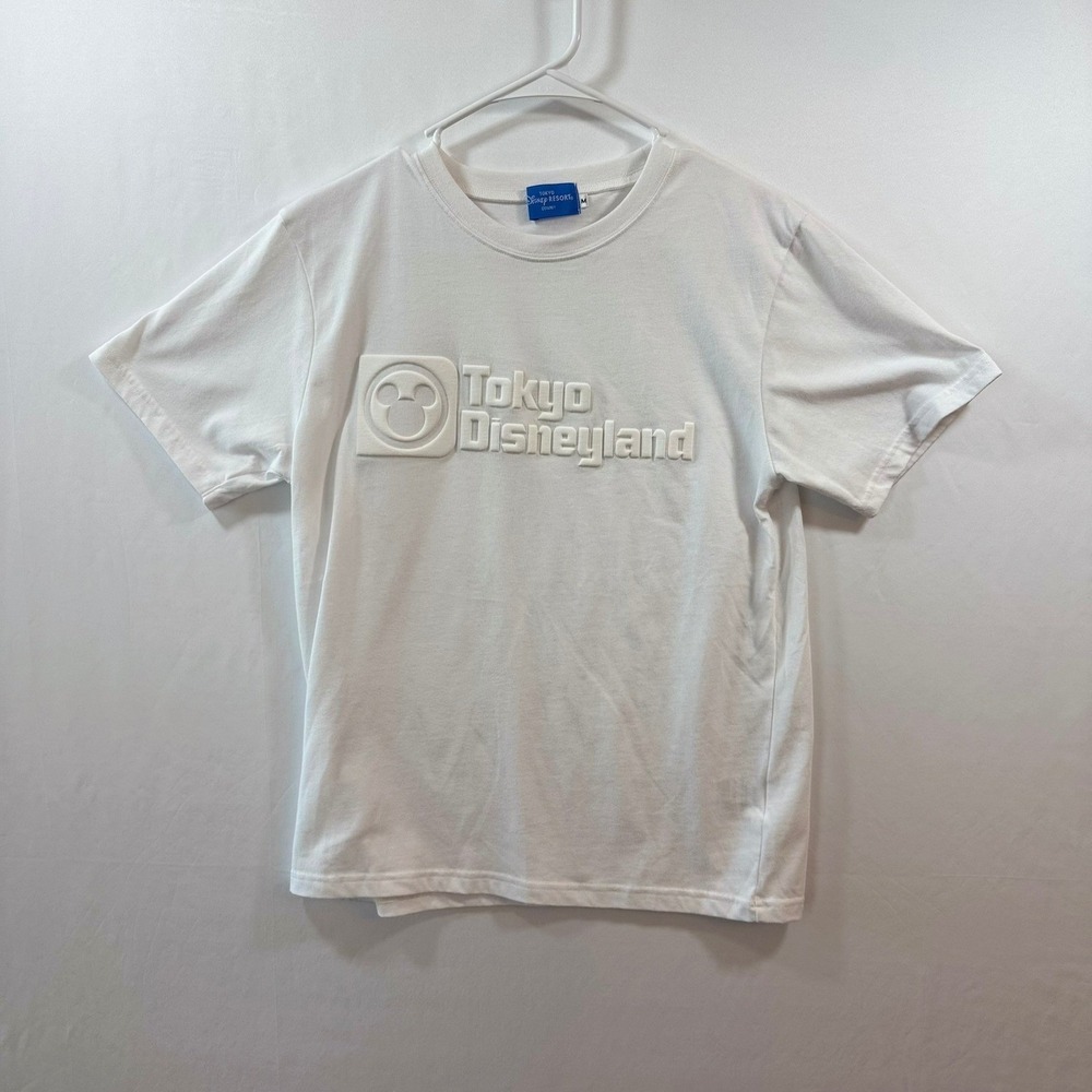 Tokyo Disneyland Resort White Embossed Puff Print Logo T-Shirt Mens Medium